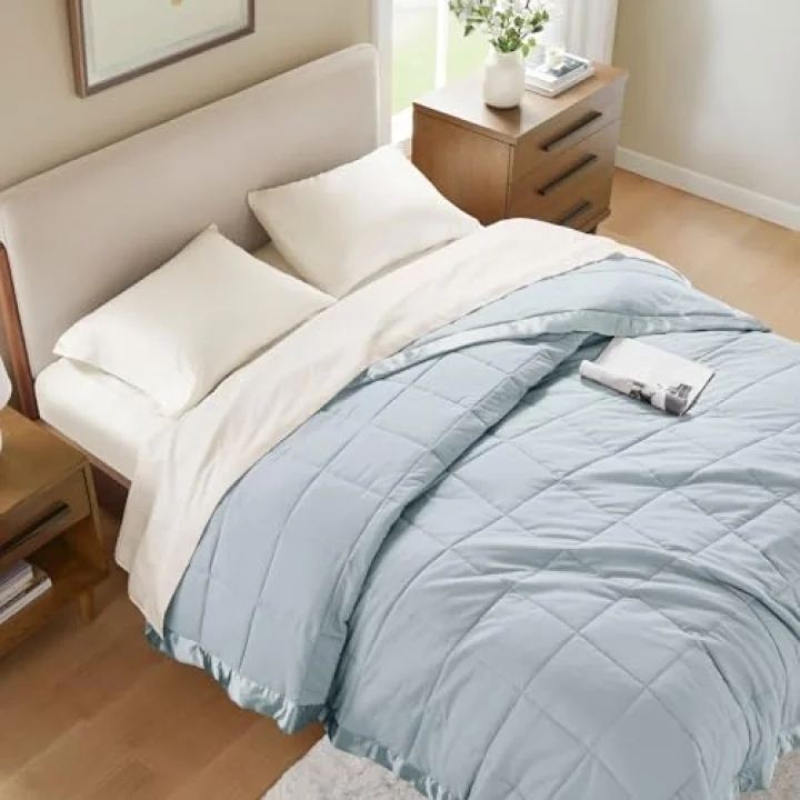 Windom Luxury Microfiber Down Alternative Blanket with 3M Moisture Management Ivory 108x90 King Size Quilted Premium Soft Cozy 3M Scotchgard Moisture Microfiber For Bed, Couch or Sofa