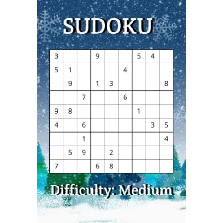 Winter Themed Sudoku Book Medium Difficulty 6x 9