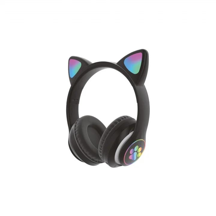 Wireless 5.0 Stereo Kedi Kulak Üstü Bluetooth Kulaklık Siyah
