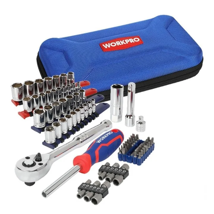 WP209006 84 Parça 3/8’’ 1/4’’ CR-V Metrik/İnç Profesyonel Lokma ve Bits Uç Takımı