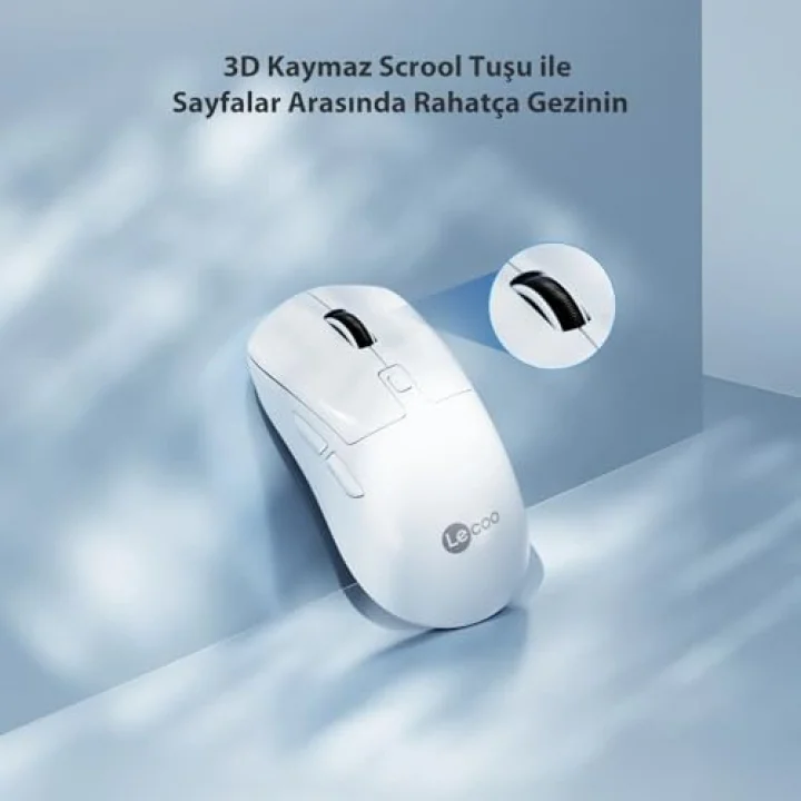 WS216 Kablosuz 1600DPI 7 Tuşlu Sessiz PC, Mac, Dizüstü Bilgisayar için, USB Mini Alıcı ile Optik Mouse Beyaz