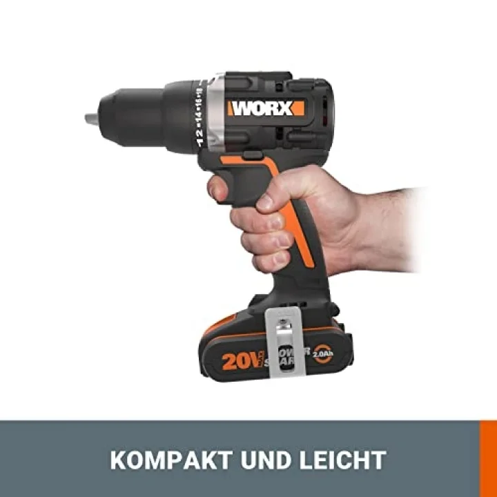 WX102 20Volt/2.0Ah Li-ion Çift Akülü Kömürsüz Profesyonel Şarjlı Matkap