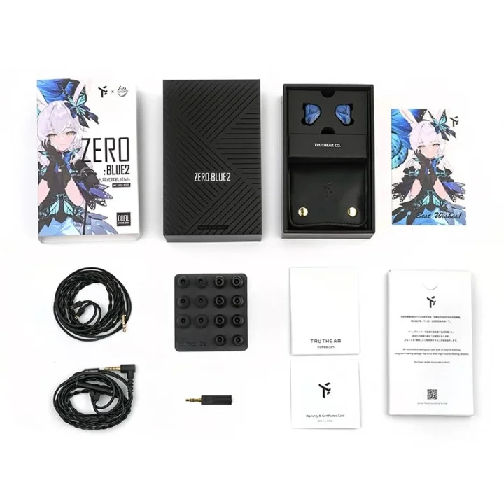 x Crinacle Zero: BLUE2 Çift Dinamik Sürücülü Kulak İçi Kulaklık, Çıkarılabilir Kablo (3,5 mm + mikrofon kablosu)
