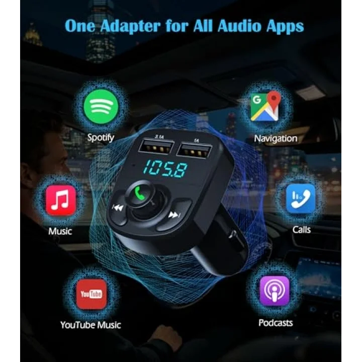 X8 Bluetooth Araç Kiti | FM Transmitter & Çift USB Şarj Cihazı | Kablosuz Müzik