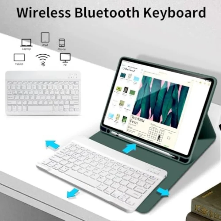 Xiaomi Redmi Pad 2 11inç 2025 ile uyumlu Kılıf Kablosuz Klavyeli Case Mobax Türkçe Klavye Koyu Yeşil