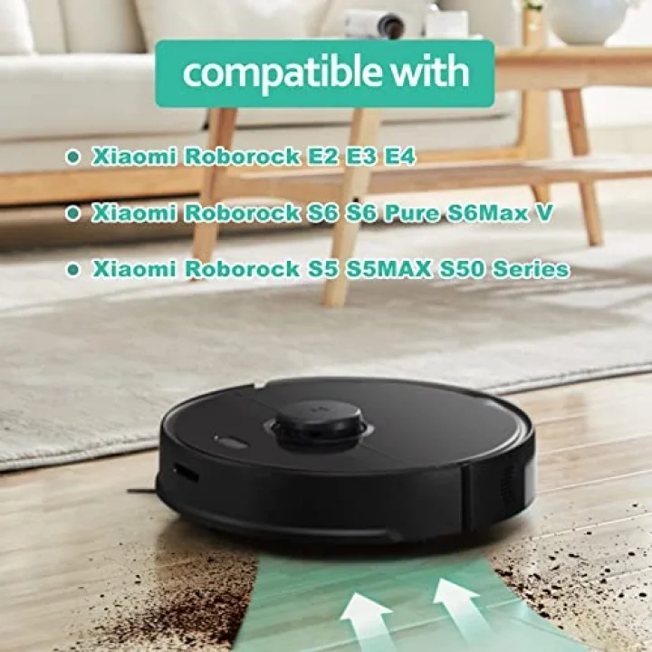 Xiaomi Roborock S5 Max S6 Pure S6 MaxV Rulo Fırçalar için 9lu Paket Yedek HEPA Filtre Paspas Bezi Aksesuarı (Beyaz)