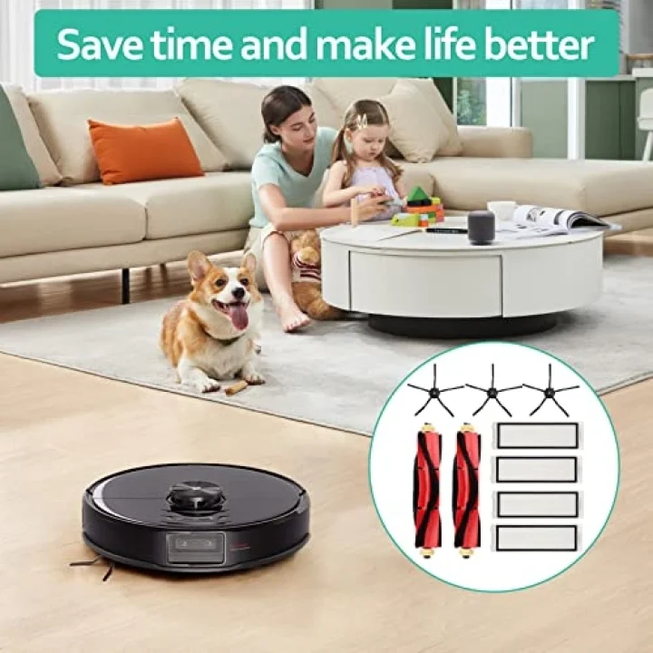 Xiaomi Roborock S5 Max S6 Pure S6 MaxV Rulo Fırçalar için 9lu Paket Yedek HEPA Filtre Paspas Bezi Aksesuarı (Beyaz)