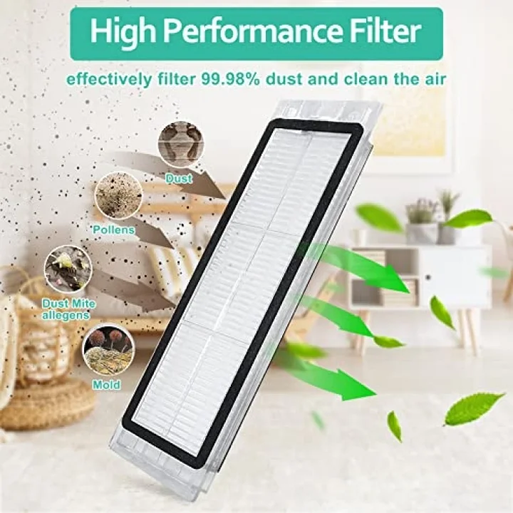 Xiaomi Roborock S5 Max S6 Pure S6 MaxV Rulo Fırçalar için 9lu Paket Yedek HEPA Filtre Paspas Bezi Aksesuarı (Beyaz)