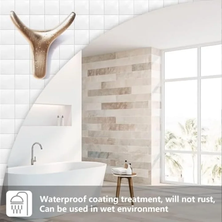 Xspring Havlu Askısı, 2li Paket Metal Duvar Askısı, Ağır Hizmet Tipi Havlu Askıları, Banyo, Giriş Holü, Oturma Odası ve Mutfak için Pratik Askı Seti (Fırçalı Pirinç Renk)