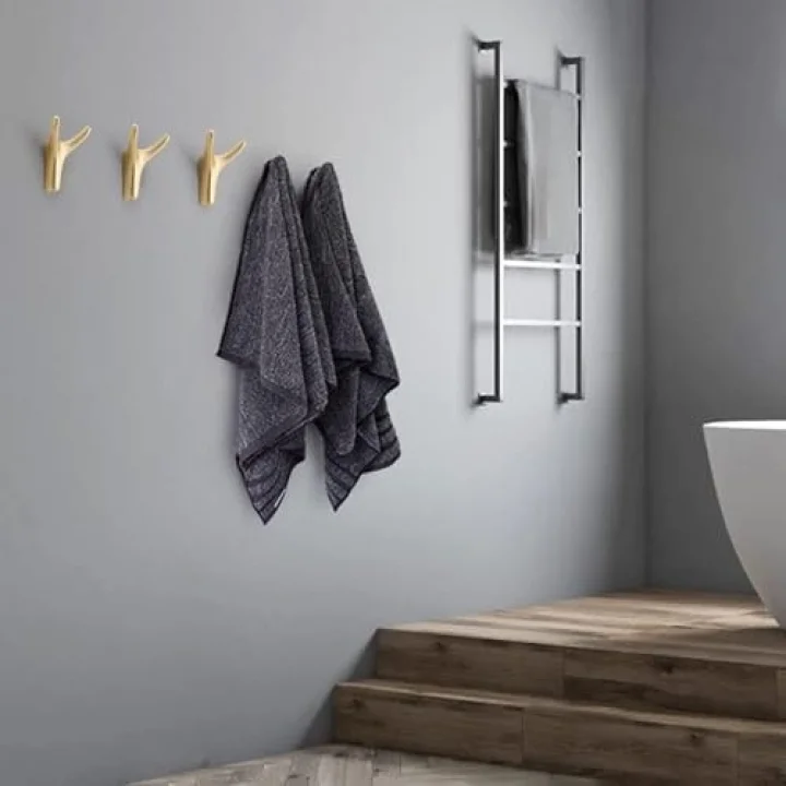 Xspring Havlu Askısı, 2li Paket Metal Duvar Askısı, Ağır Hizmet Tipi Havlu Askıları, Banyo, Giriş Holü, Oturma Odası ve Mutfak için Pratik Askı Seti (Fırçalı Pirinç Renk)