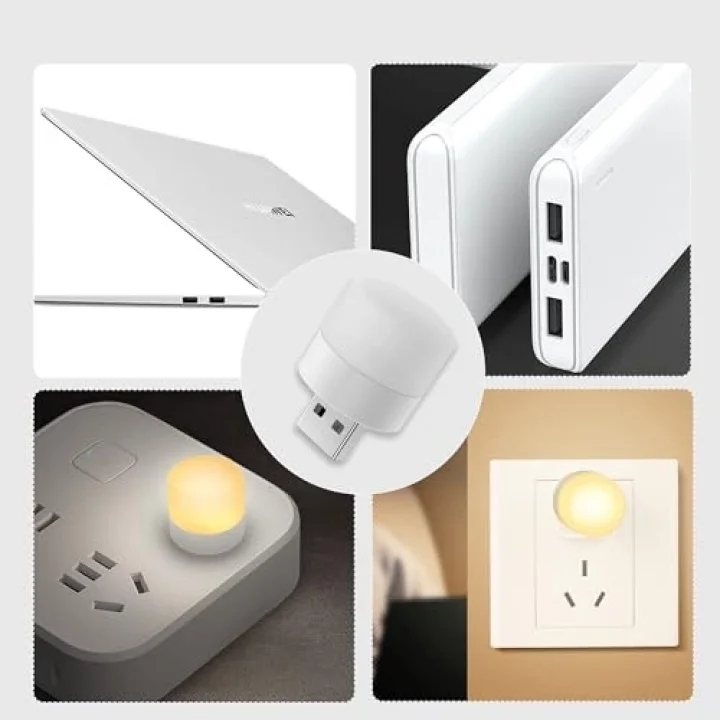 Xspring Mini Usb Led Işık Lambası, 6 Adet Usb Fişli Led Gece Lambası, Yatak Odası, Koridor, Kamp, Okuma, Uyku için Rgb Taşınabilir Ortam Lambası (Sıcak Işık)