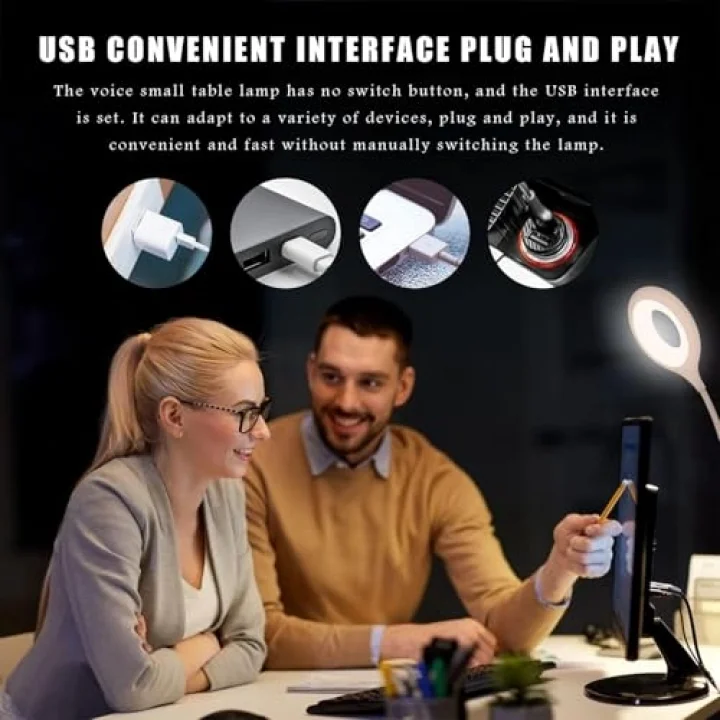 Xspring USB Işığı, Ayarlanabilir USB Lamba, Taşınabilir Küçük Okuma Lambası, Ses Kontrollü LED USBs Gece Lambası, Masa Halka Işığıs, Klavye Işığıs, Laptop Işığı, Ses Kontrollü 3 Renk Değişimi