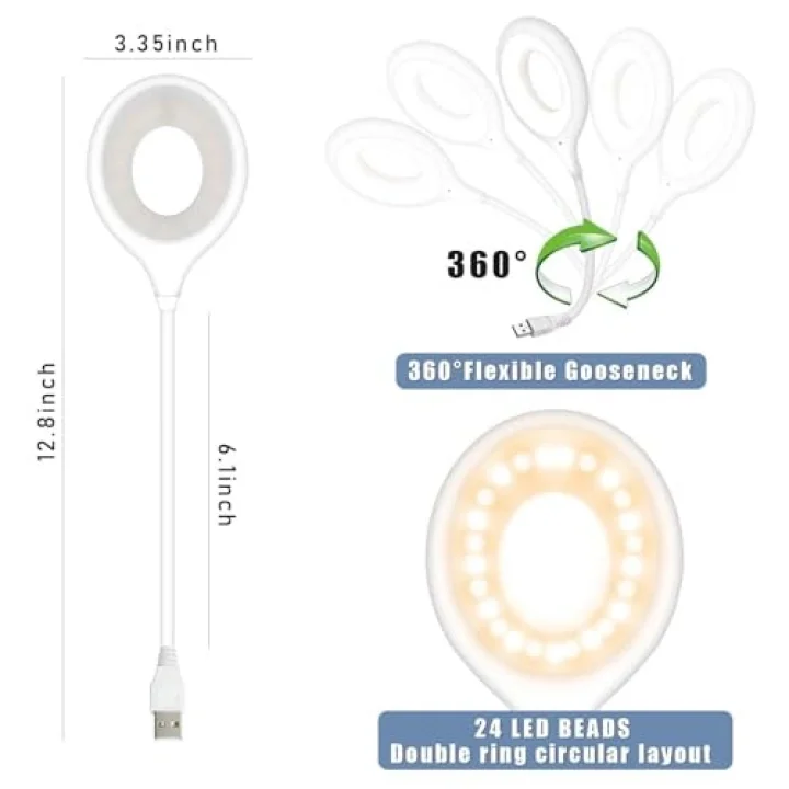 Xspring USB Işığı, Ayarlanabilir USB Lamba, Taşınabilir Küçük Okuma Lambası, Ses Kontrollü LED USBs Gece Lambası, Masa Halka Işığıs, Klavye Işığıs, Laptop Işığı, Ses Kontrollü 3 Renk Değişimi