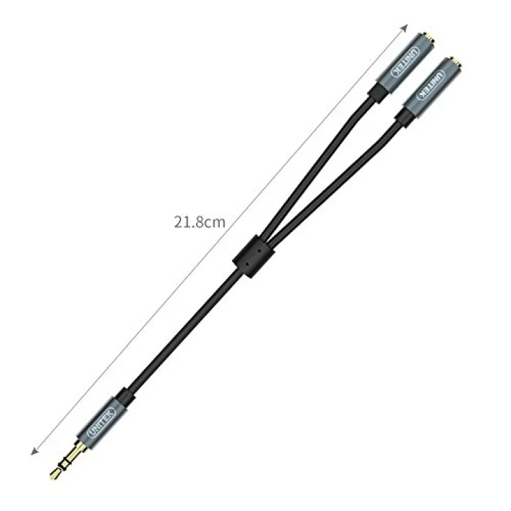 Y-C956ABK mini soket, 3,5 mm (M) - 2 x 3,5 mm (F) siyah