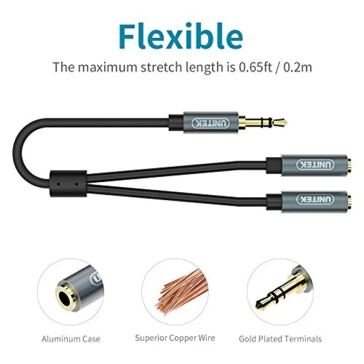 Y-C956ABK mini soket, 3,5 mm (M) - 2 x 3,5 mm (F) siyah