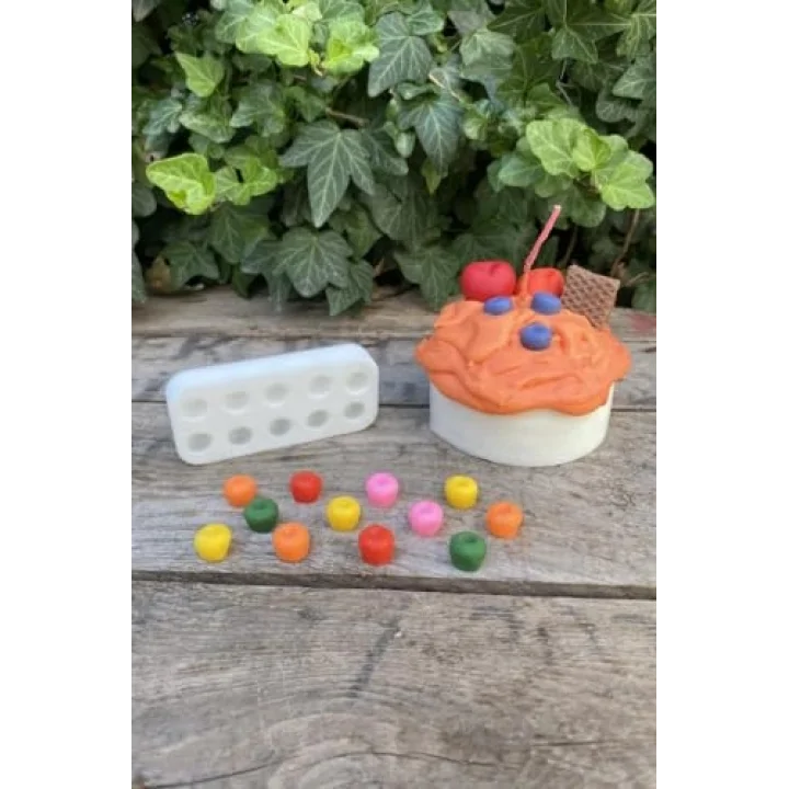 Yaban Mersini Onlu Mum Kalıbı (Silikon) (Küçük Süsleme Kalıbı) 1 Adet