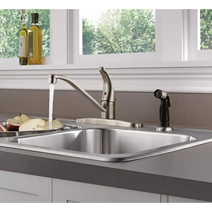 Yan Püskürtücülü Tek Saplı Mutfak Lavabo Bataryası, Paslanmaz P115LF-SS