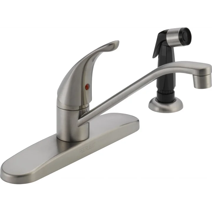 Yan Püskürtücülü Tek Saplı Mutfak Lavabo Bataryası, Paslanmaz P115LF-SS