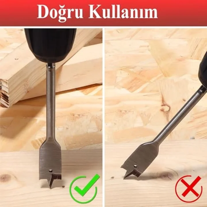 Yaprak Matkap Ucu Takımı Ahşap Delme Ucu Tahta Sunta Plastik Alçıpan Delme Ucu Bits Uç 6lı Set