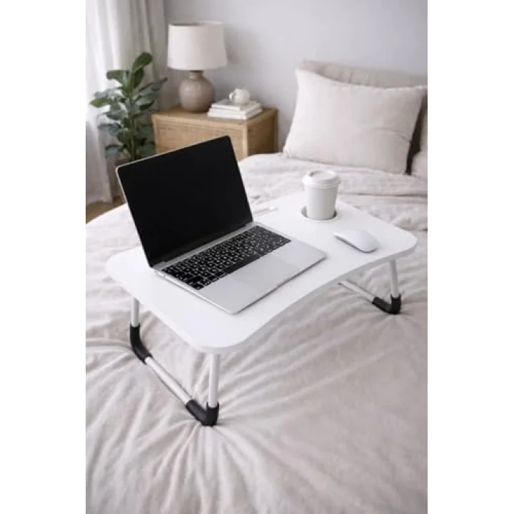Yatak Koltuk Masa Üstü Keyif Laptop Kahvaltı Sehpası Beyaz
