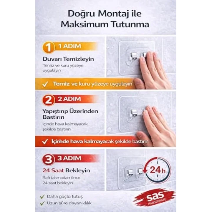 Yedek 2 Adet Yapışkanlı Askılık Sticker Nocolor