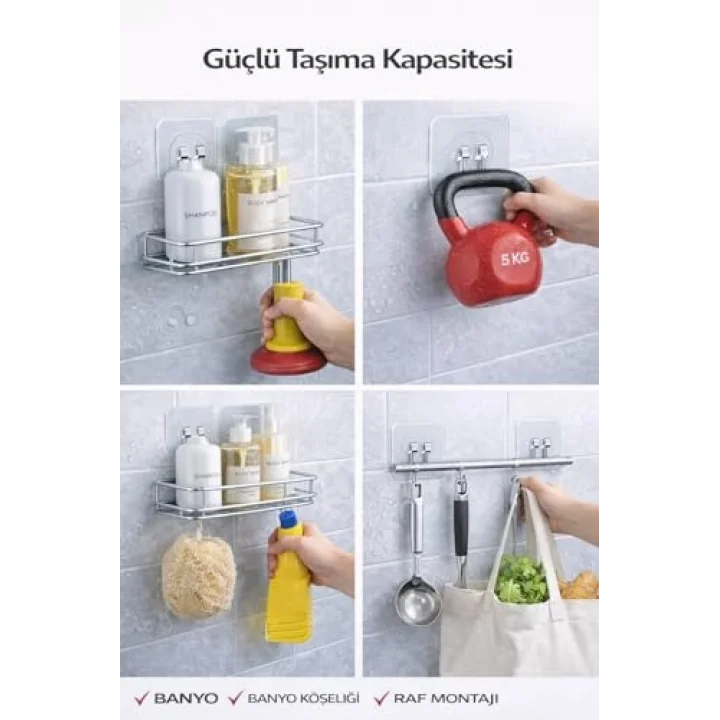 Yedek 2 Adet Yapışkanlı Askılık Sticker Nocolor