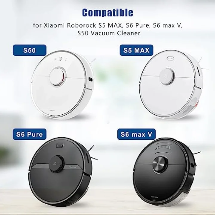Yedek Parça Aksesuarları Xiaomi Roborock S5 MAX S6 Pure S6 maxV S50 Elektrikli Süpürge, 2 Rulo Fırça, 4 Yan Fırça, 4 HEPA Filtre (Beyaz)
