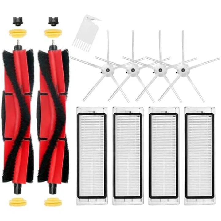 Yedek Parça Aksesuarları Xiaomi Roborock S5 MAX S6 Pure S6 maxV S50 Elektrikli Süpürge, 2 Rulo Fırça, 4 Yan Fırça, 4 HEPA Filtre (Beyaz)