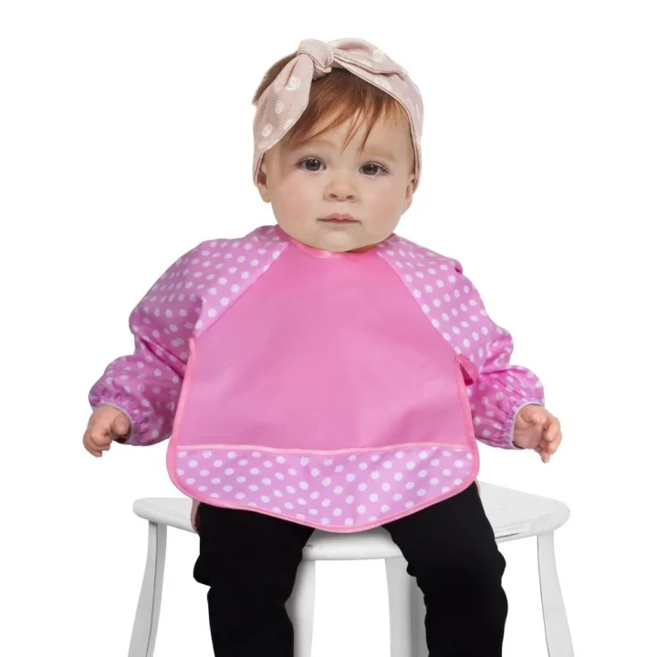 Yeni Ekonomik Kollu Mama Önlüğü Pembe - Mommyslab