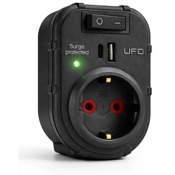 Yeni Tekli Akım Korumalı Priz, 5V 2,4A USB ve Type-C ile Hızlı Şarj, Anahtarlı Topraklı Priz, Sürekli Koruma, 16 A 250 V, Max 3500 W Aşırı Yük Koruması (Gri)