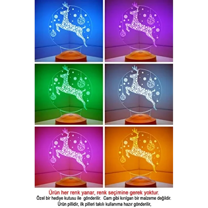 Yeni Yıl Hediyesi Kişiye Özel Yılbaşı Hediyesi Sıçrayan Geyik Led Lamba