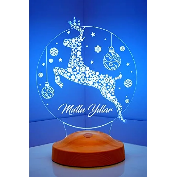 Yeni Yıl Hediyesi Kişiye Özel Yılbaşı Hediyesi Sıçrayan Geyik Led Lamba