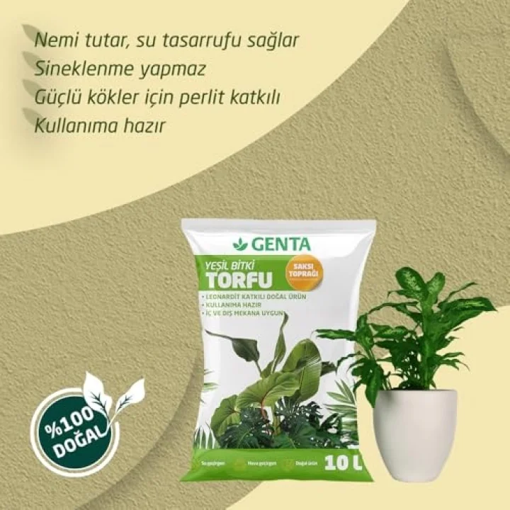 Yeşil Yapraklı Bitkiler İçin Torf Toprak 10 Lt