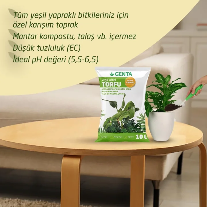 Yeşil Yapraklı Bitkiler İçin Torf Toprak 10 Lt