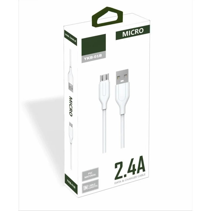 Yetty 2.4A Micro USB Kablo 1m Beyaz YKB-01B