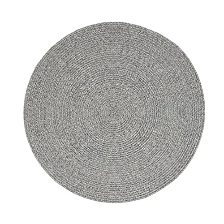 Yıkanabilir Gri Kırçıllı Pamuklu Halı Kilim Ø 80 cm
