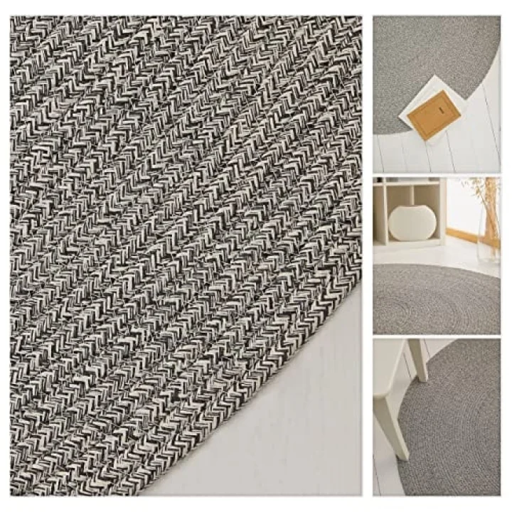 Yıkanabilir Gri Kırçıllı Pamuklu Halı Kilim Ø 80 cm