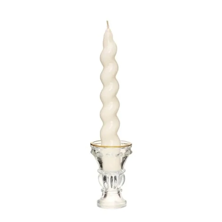 Yılbaşı 2li Twirl Glow Beyaz Şamdan Mum Seti (18 cm)