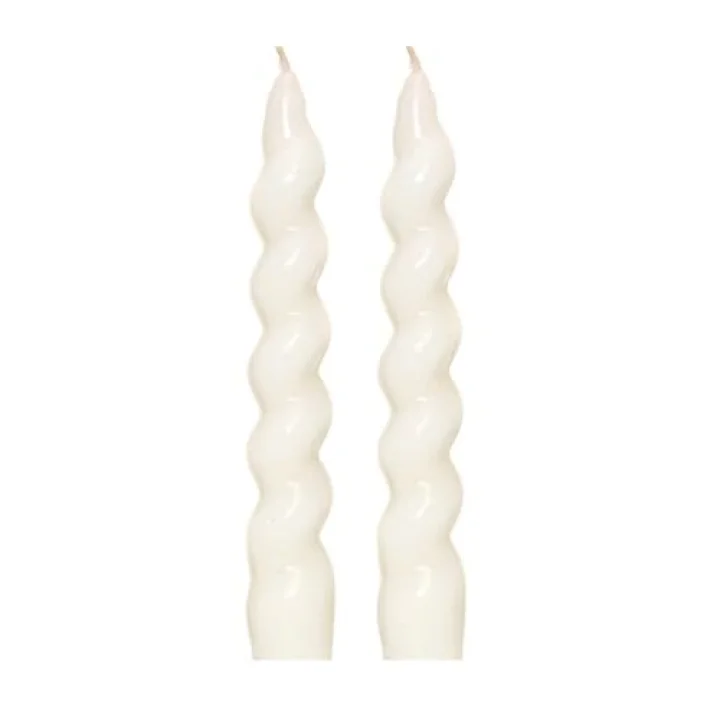 Yılbaşı 2li Twirl Glow Beyaz Şamdan Mum Seti (18 cm)