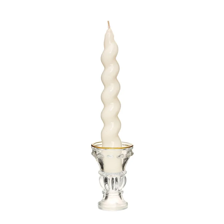 Yılbaşı 2li Twirl Glow Beyaz Şamdan Mum Seti (18 cm)