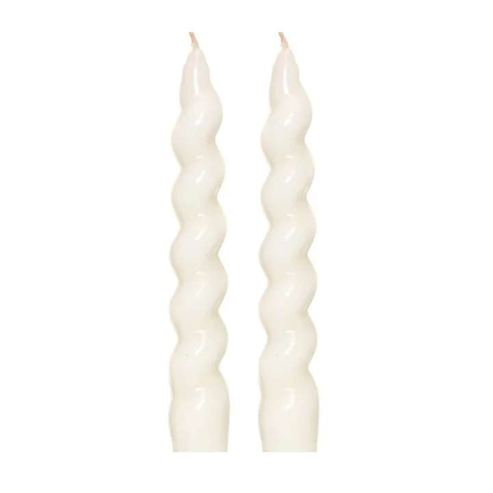 Yılbaşı 2li Twirl Glow Beyaz Şamdan Mum Seti (18 cm)