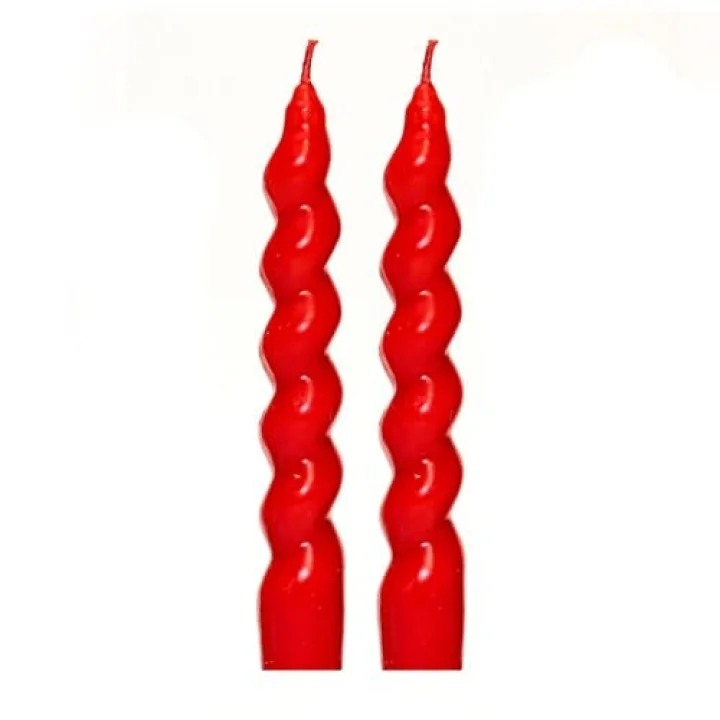 Yılbaşı 2li Twirl Glow Kırmızı Şamdan Mum Seti (18 cm)