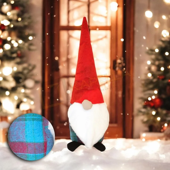 YILBAŞI NOEL BABA DEKORATİF BİBLO MAVİ YEŞİL BORDO EKOSE