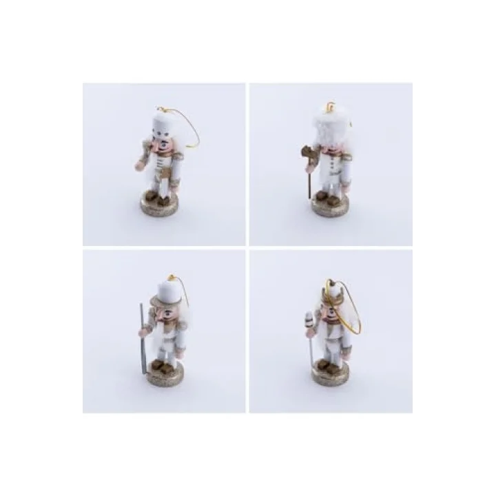 Yılbaşı Süsü Kurşun Asker Seti, 10 Cm, Beyaz 4 Adet