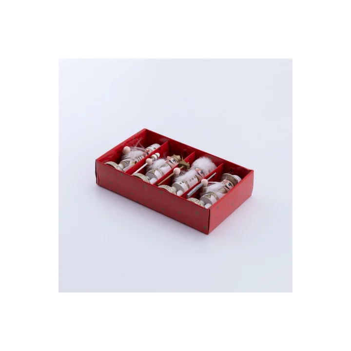 Yılbaşı Süsü Kurşun Asker Seti, 10 Cm, Beyaz 4 Adet