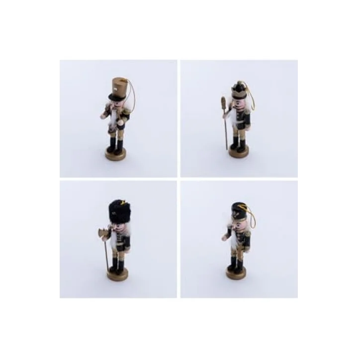 Yılbaşı Süsü Kurşun Asker Seti, 13 Cm, Siyah 4 Adet
