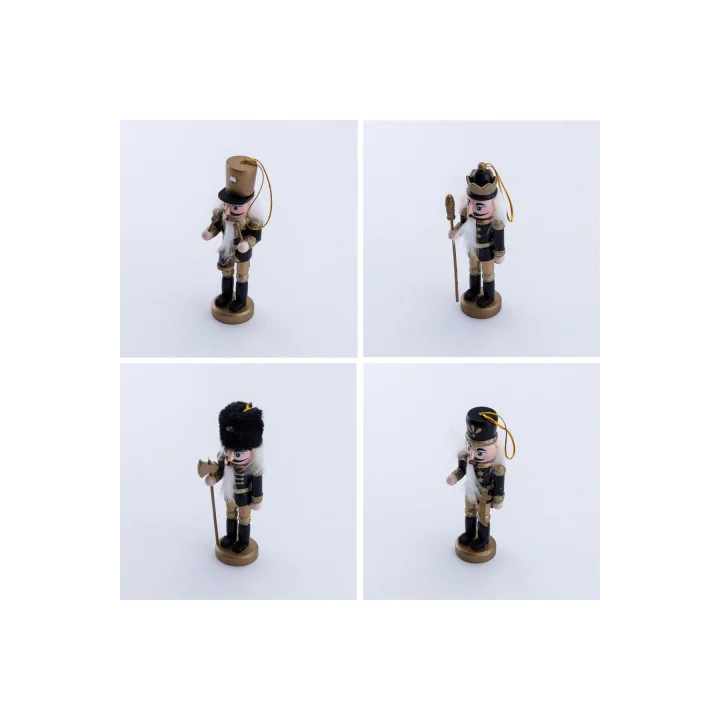 Yılbaşı Süsü Kurşun Asker Seti, 13 Cm, Siyah 4 Adet