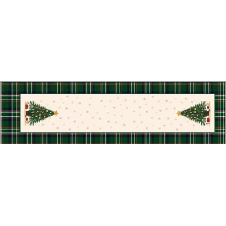 Yılbaşı Temalı Dijital Baskılı Runner Örtüsü Christmas Yeşil 40x140 cm
