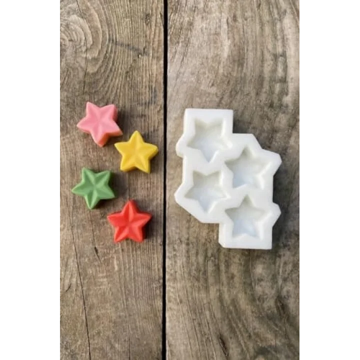Yıldız Mini Dörtlü Mum Kalıbı (Silikon)