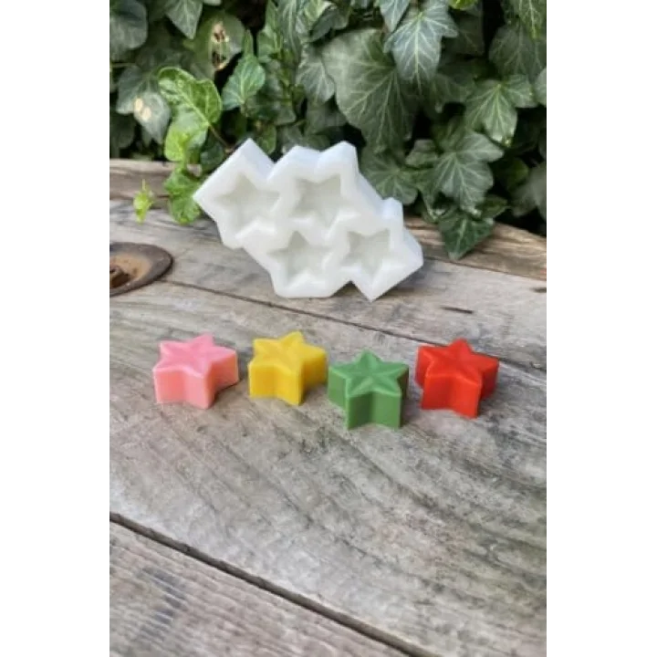 Yıldız Mini Dörtlü Mum Kalıbı (Silikon)